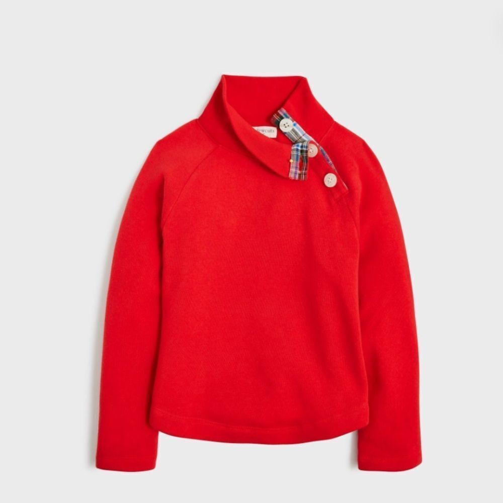 Crewcuts Factory Vibrant Red Kids Turtleneck Sweater mock neck size S (6-7) NWT